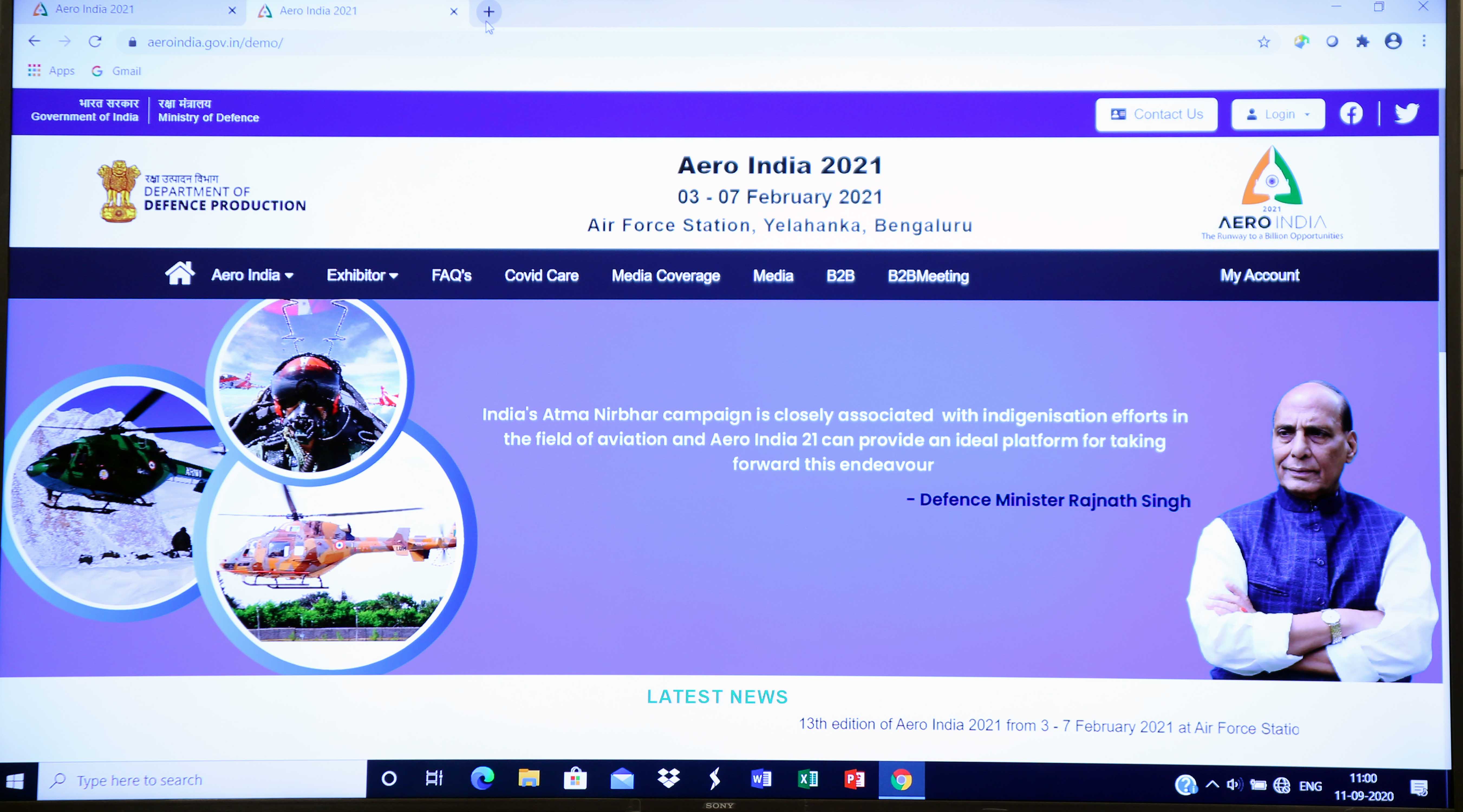 Raksha Mantri launches Aero India 21 website