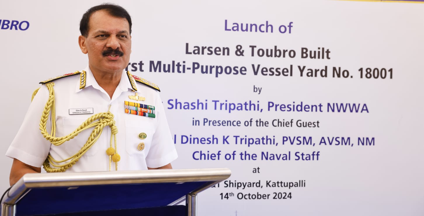 1st Multi-Purpose Vessel for Indian Navy Launched