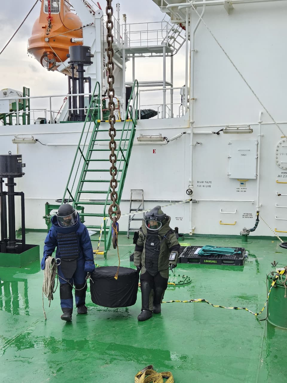 Indian Navy Missile Warhead from Merchant Vessel