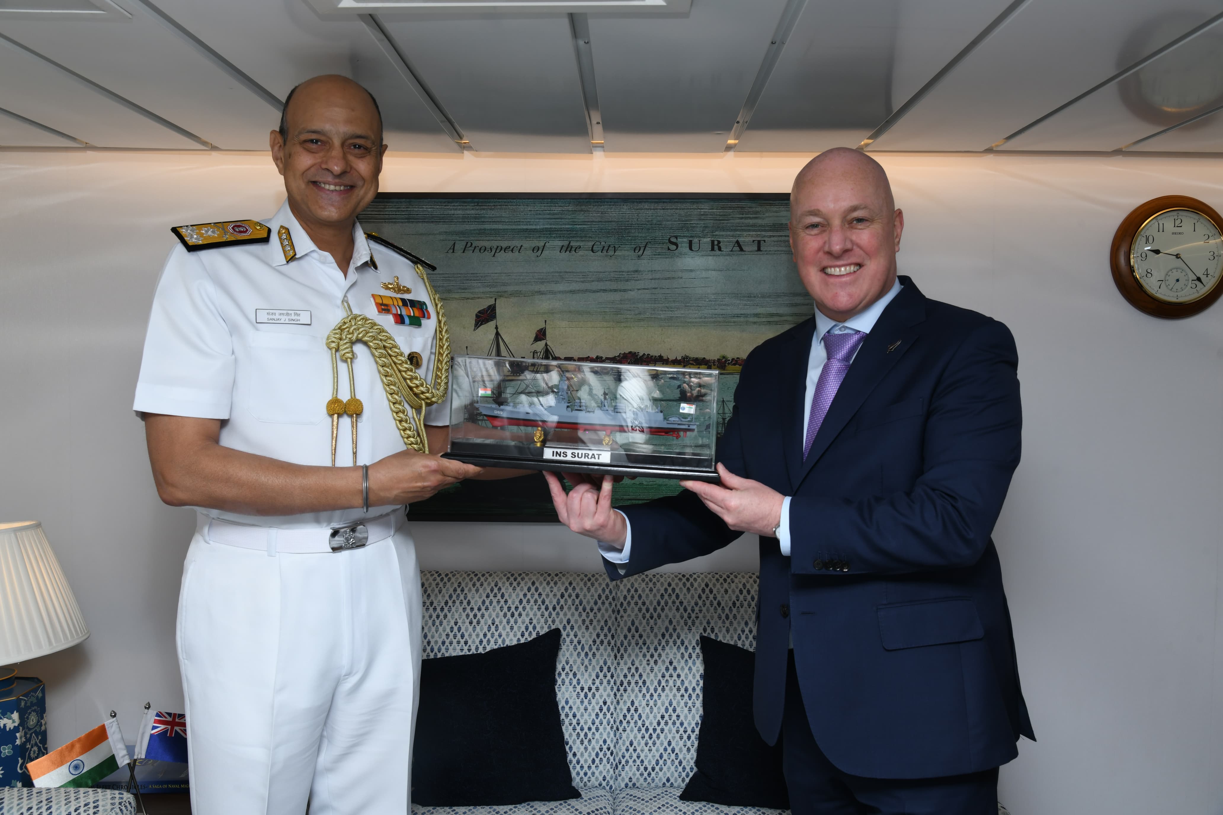 New Zealand PM Luxon visits INS Surat